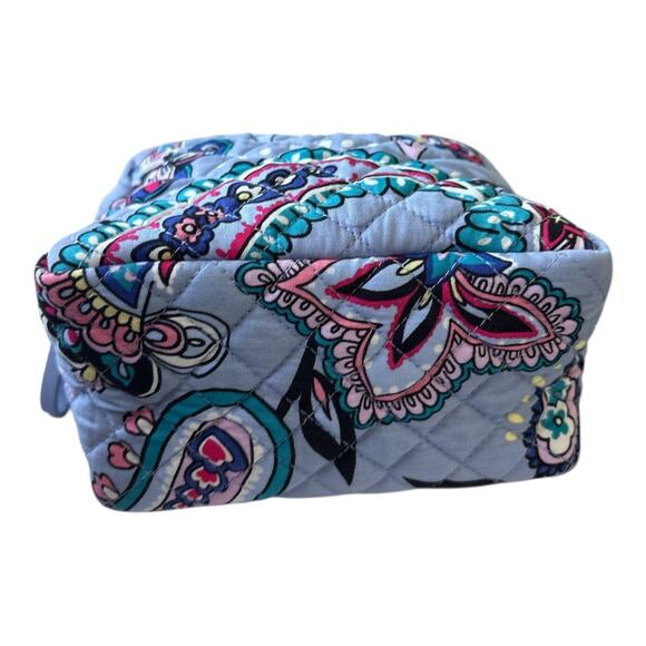 Vera Bradley Small Makeup Cosmetic Bag Blue Makani Paisley Travel Zip Around - Picture 4 of 8